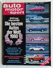 Lade das Bild in den Galerie-Viewer, Auto Motor Sport Heft 3/1980 - VW Golf BMW 3er Mercedes G Porsche 924 turbo

