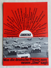 Lade das Bild in den Galerie-Viewer, Fiat Uno - Pressestimmen MJ 1983 - Prospekt Brochure 03.1983
