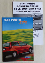 Lade das Bild in den Galerie-Viewer, Fiat Punto Sole Sondermodell MJ 1999 - Prospekt Brochure + Daten 02.1999
