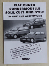 Lade das Bild in den Galerie-Viewer, Fiat Punto Sole Sondermodell MJ 1999 - Prospekt Brochure + Daten 02.1999
