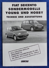Lade das Bild in den Galerie-Viewer, Fiat Seicento Young Sondermodell MJ 1999 - Prospekt Brochure + Daten 01.1999
