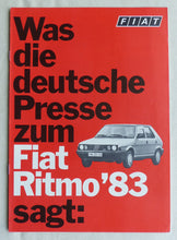 Lade das Bild in den Galerie-Viewer, Fiat Ritmo Pressestimmen MJ 1983 - Prospekt Brochure 1982
