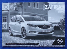 Lade das Bild in den Galerie-Viewer, Opel Zafira MJ 2018 - Prospekt Brochure + Preisliste 12.2017
