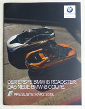 Lade das Bild in den Galerie-Viewer, BMW i8 Coupe &amp; Roadster Hybrid MJ 2018 - Prospekt Brochure + Preisliste 03.2018
