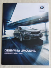 Lade das Bild in den Galerie-Viewer, BMW 5er Limousine M 550d MJ 2018 - Prospekt Brochure + Preisliste 03.2018

