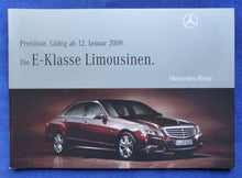 Lade das Bild in den Galerie-Viewer, Mercedes E-Klasse Limousine - Preisliste MJ 2009 - Prospekt Brochure 01.2009
