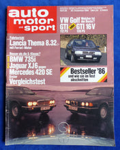 Lade das Bild in den Galerie-Viewer, Auto Motor Sport Heft 26/1986 - Lancia Thema 8.32 VW Golf GTI 16V MVS Venturi

