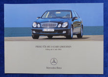 Lade das Bild in den Galerie-Viewer, Mercedes E-Klasse E-Guard Limousinen - Preisliste MJ 2003 - Prospekt 07.2002
