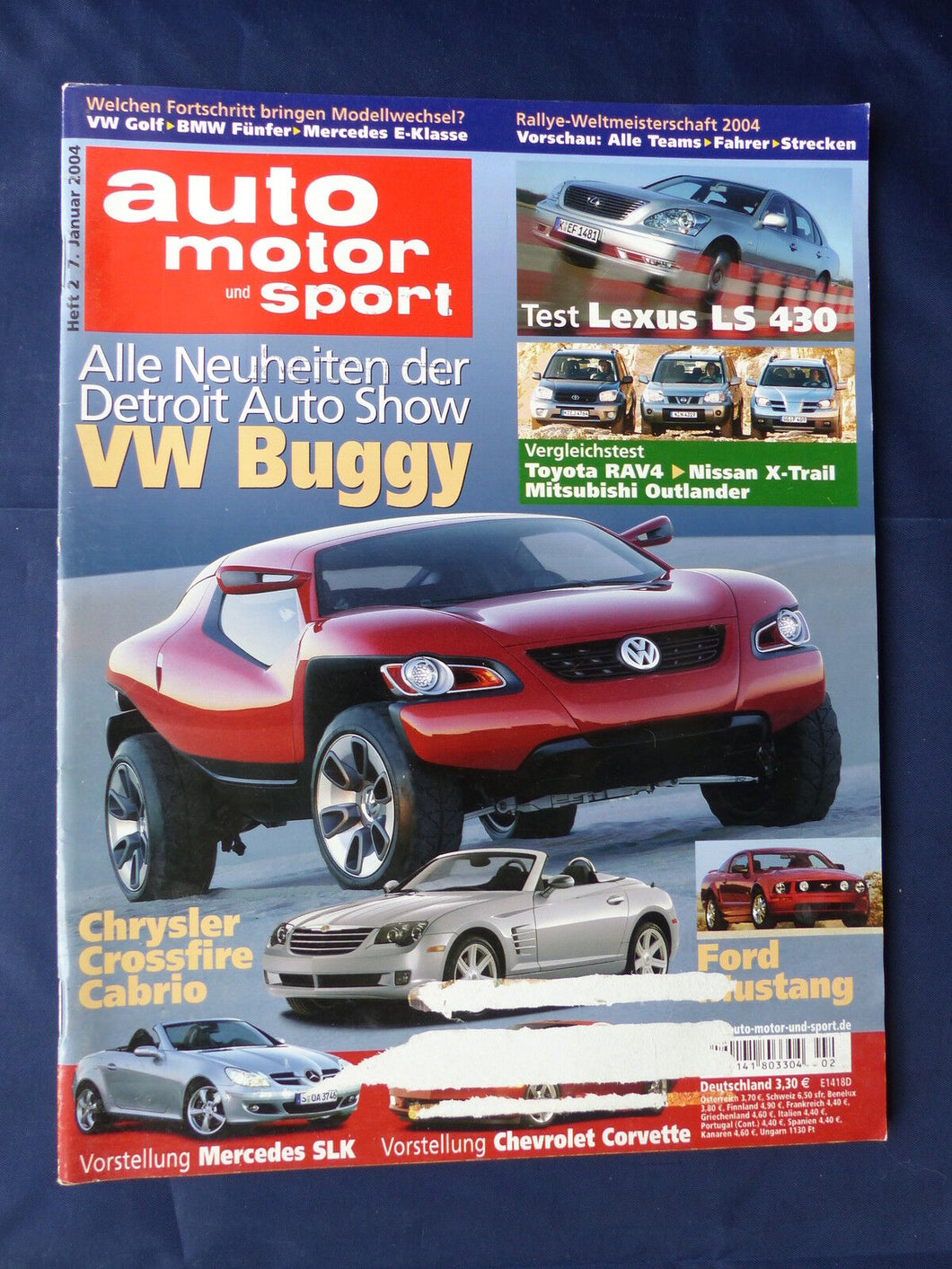 Auto Motor Sport Heft 02/2004 - Chevrolet Corvette C6 BMW 730i Mercedes SLK VW