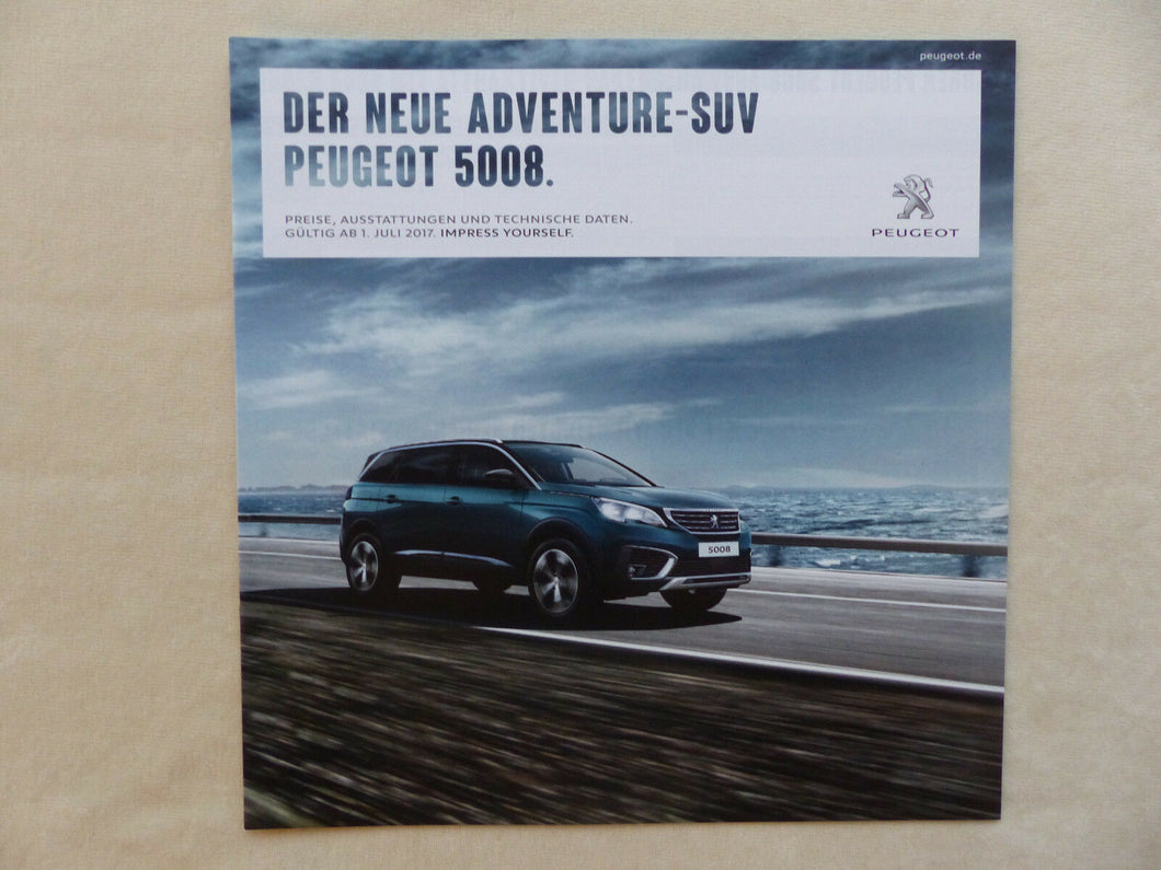 Peugeot 5008 GT - Preisliste MJ 2018 - Prospekt Brochure 07.2017