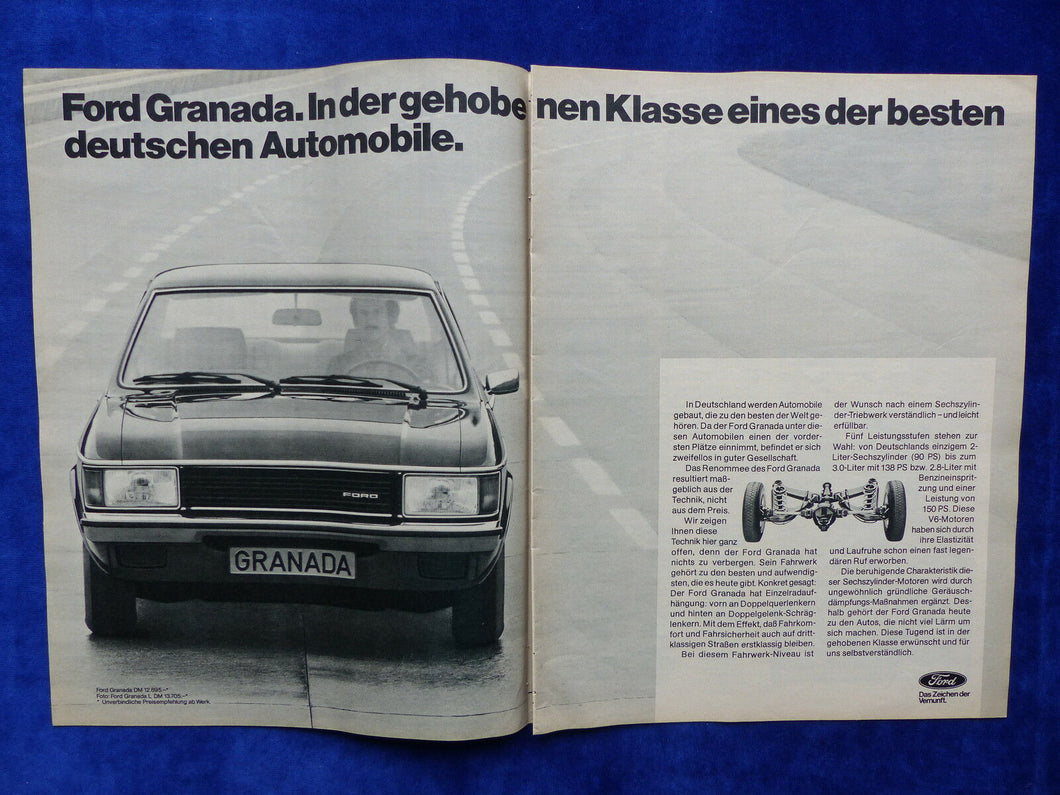 Ford Granada L V6 - Werbeanzeige Reklame Advertisement 1977