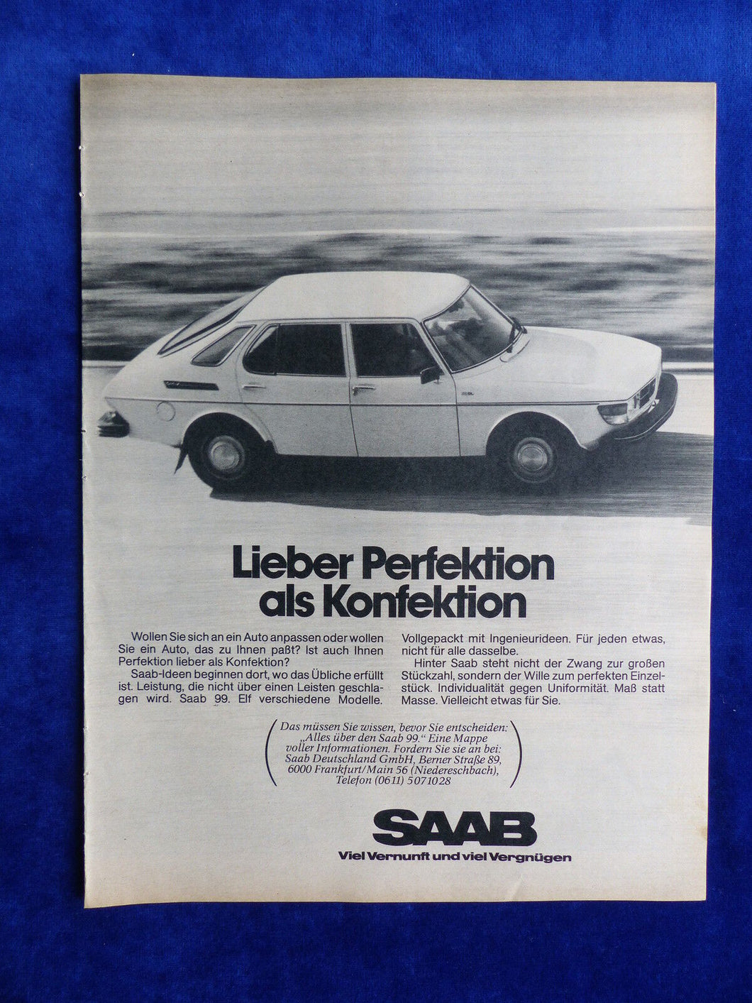 Saab 99 - Werbeanzeige Reklame Advertisement 1977