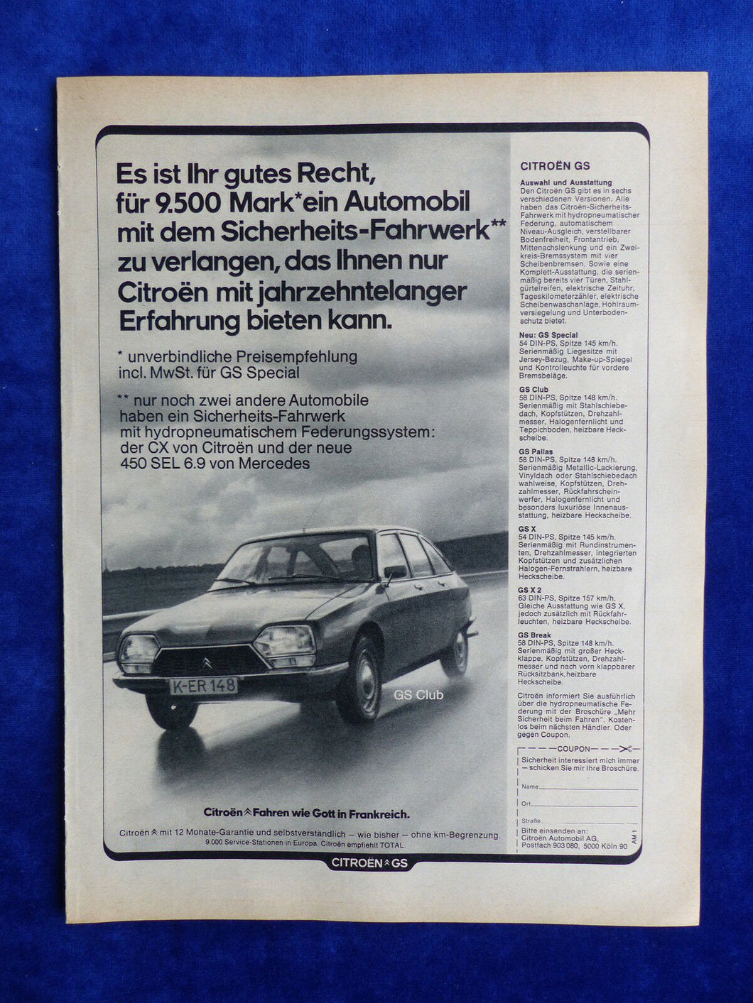 Citroen GS Special - Werbeanzeige Reklame Advertisement 1976