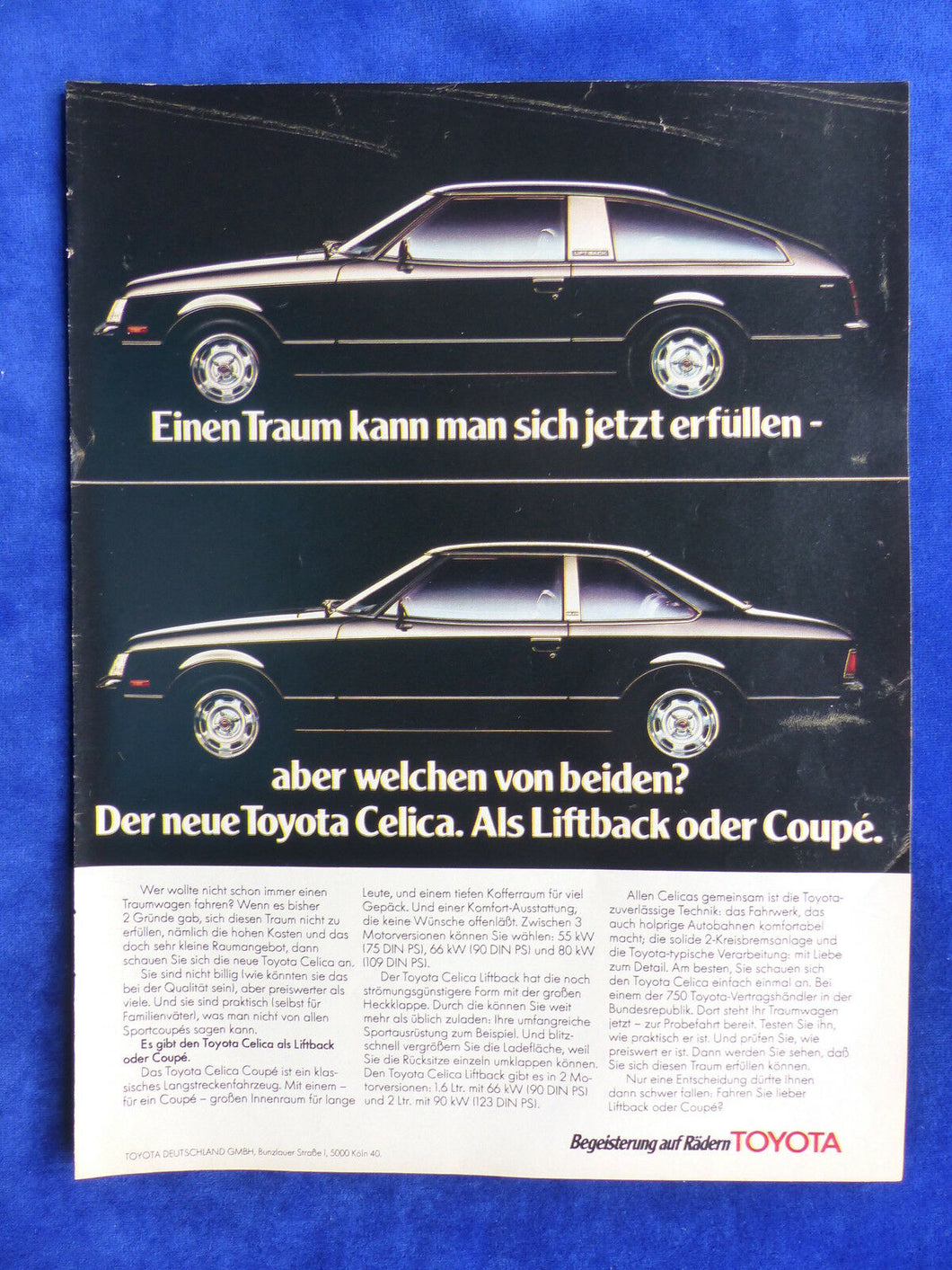 Toyota Celica Liftback Coupe - Werbeanzeige Reklame Advertisement 1978