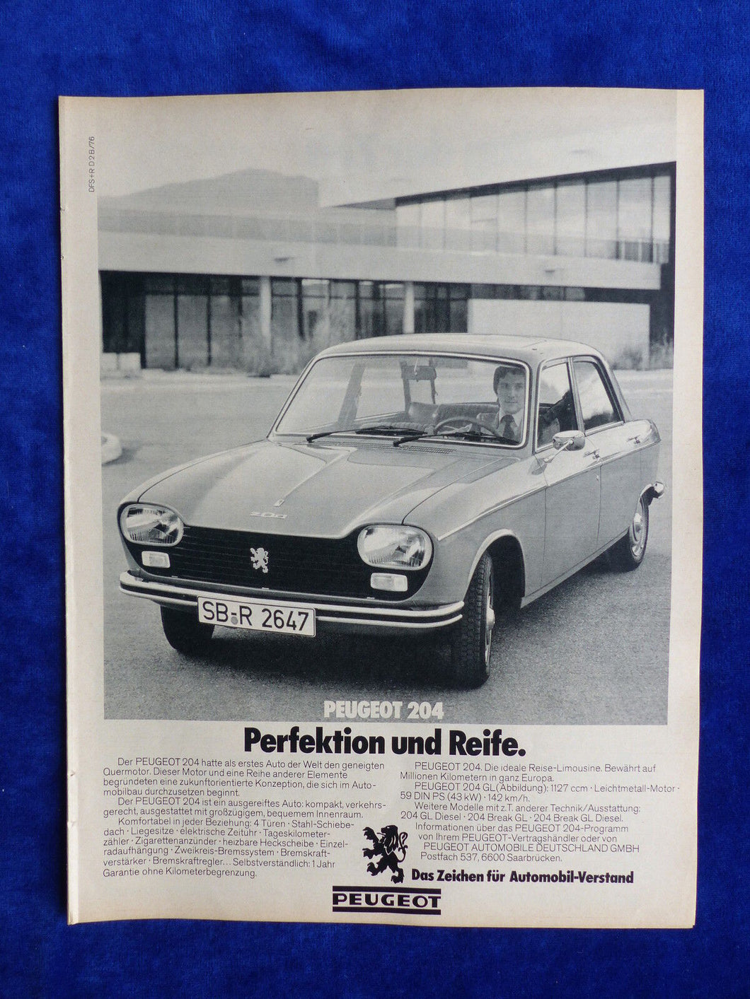 Peugeot 204 - Werbeanzeige Reklame Advertisement 1976