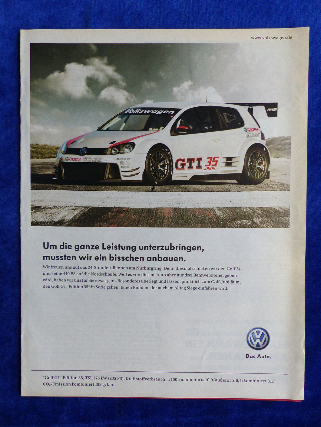 VW Golf 24 - 440 PS - Werbeanzeige Reklame Advertisement 2011