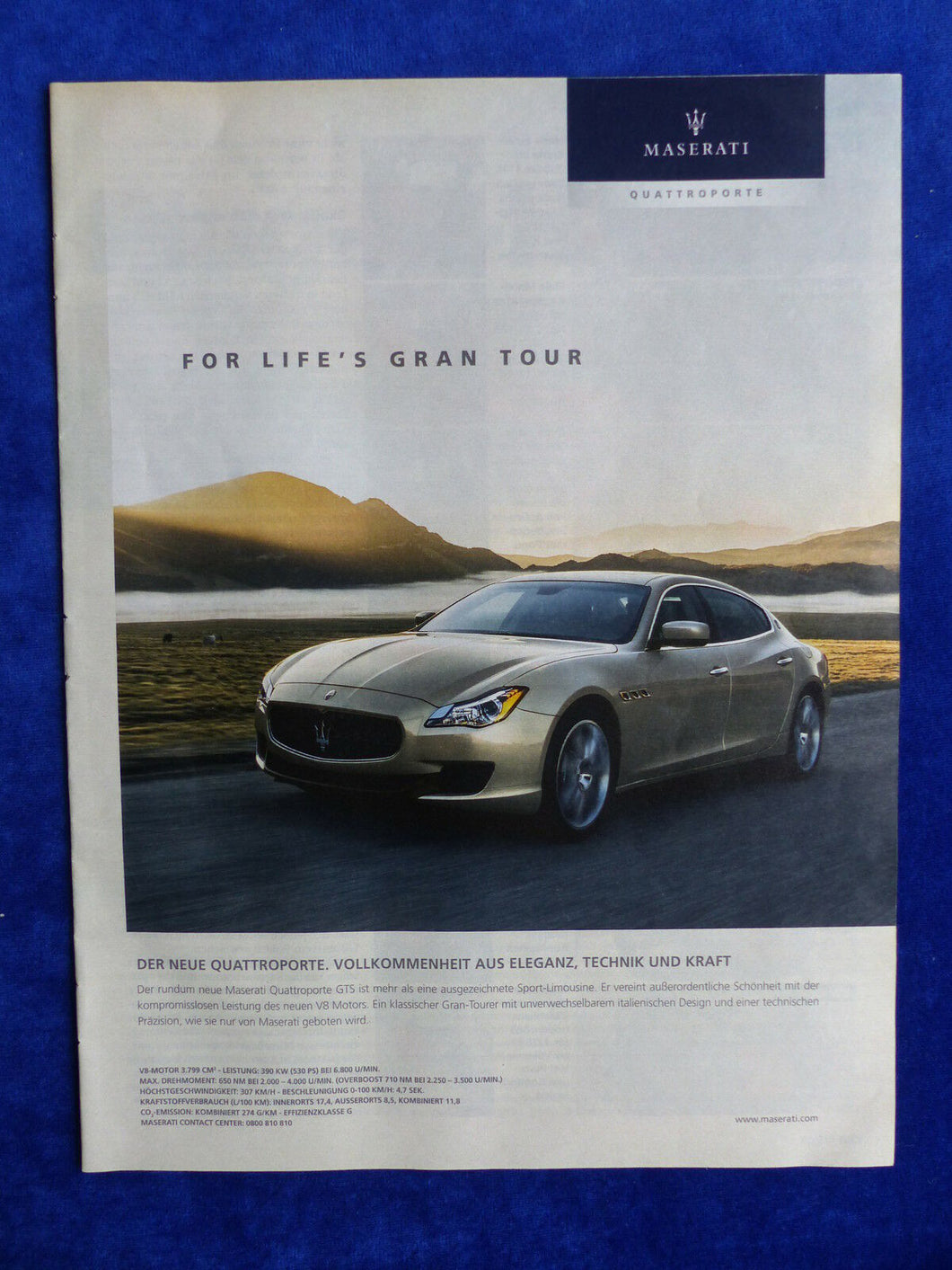 Maserati Quattroporte GTS - Werbeanzeige Reklame Advertisement 2013