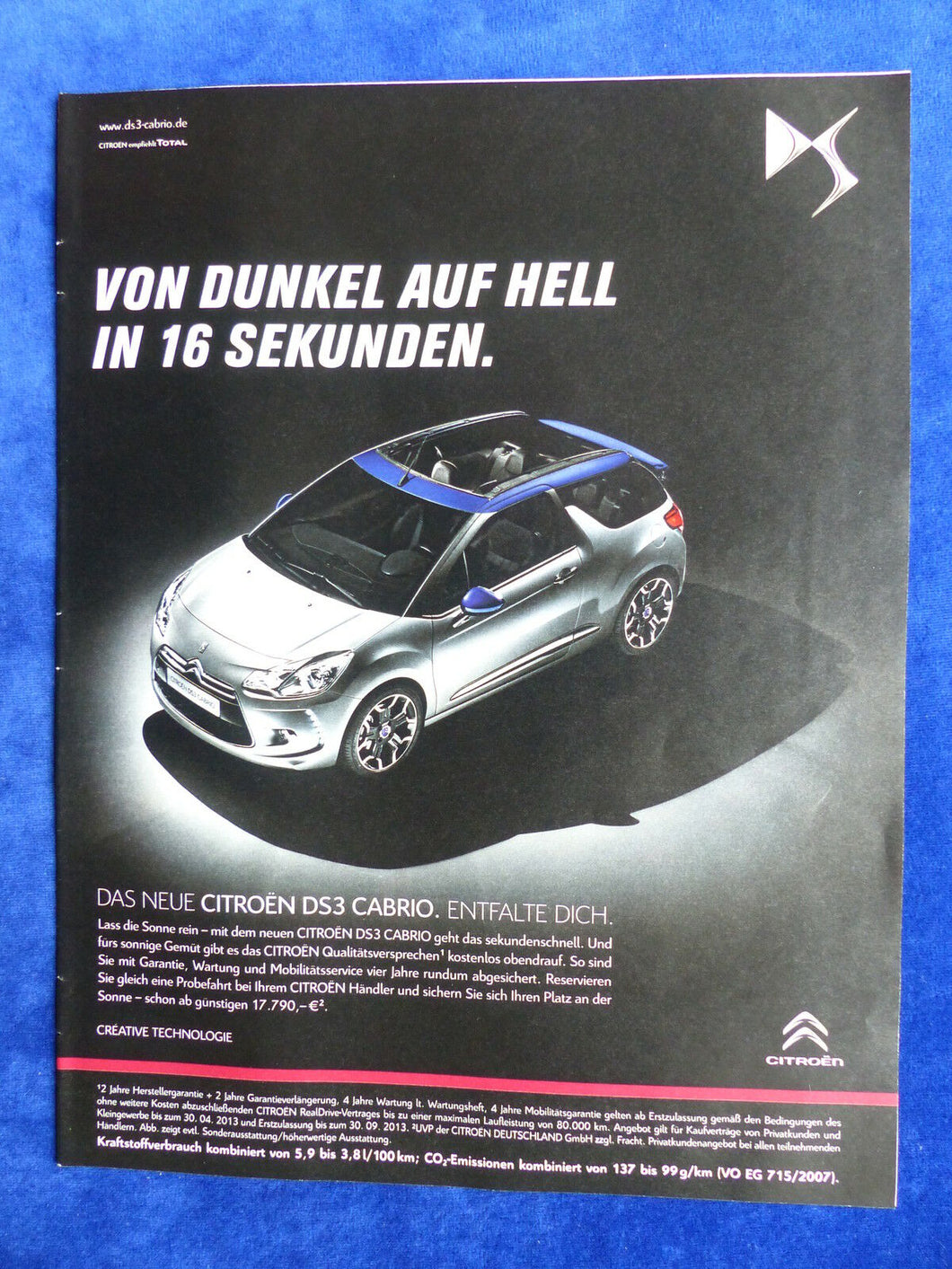Citroen DS3 Cabrio - Werbeanzeige Reklame Advertisement 2013