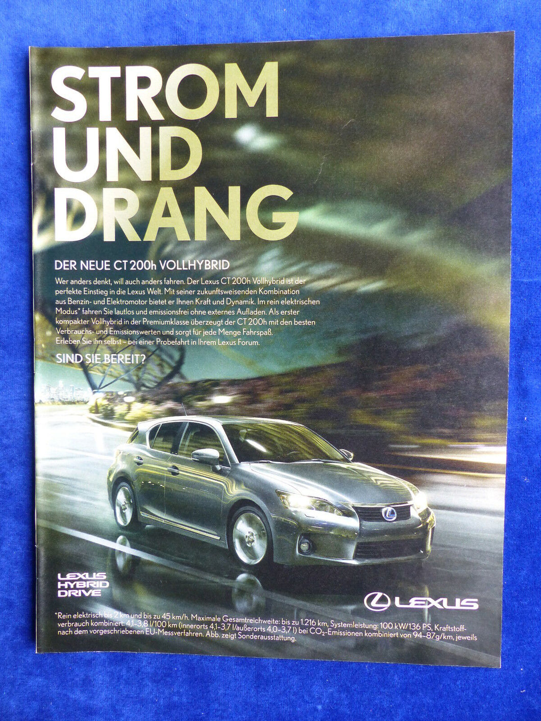 Lexus CT 200h Vollhybrid - Werbeanzeige Reklame Advertisement 2012