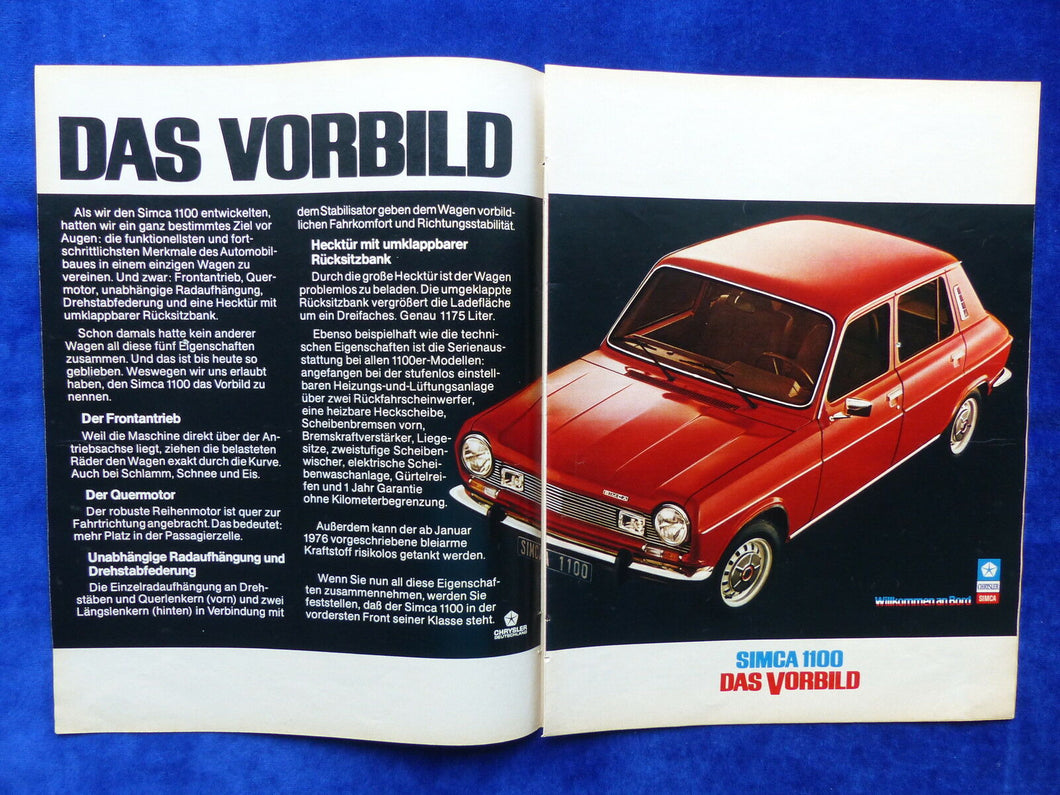 Chrysler Simca 1100 - Werbeanzeige Reklame Advertisement 1976