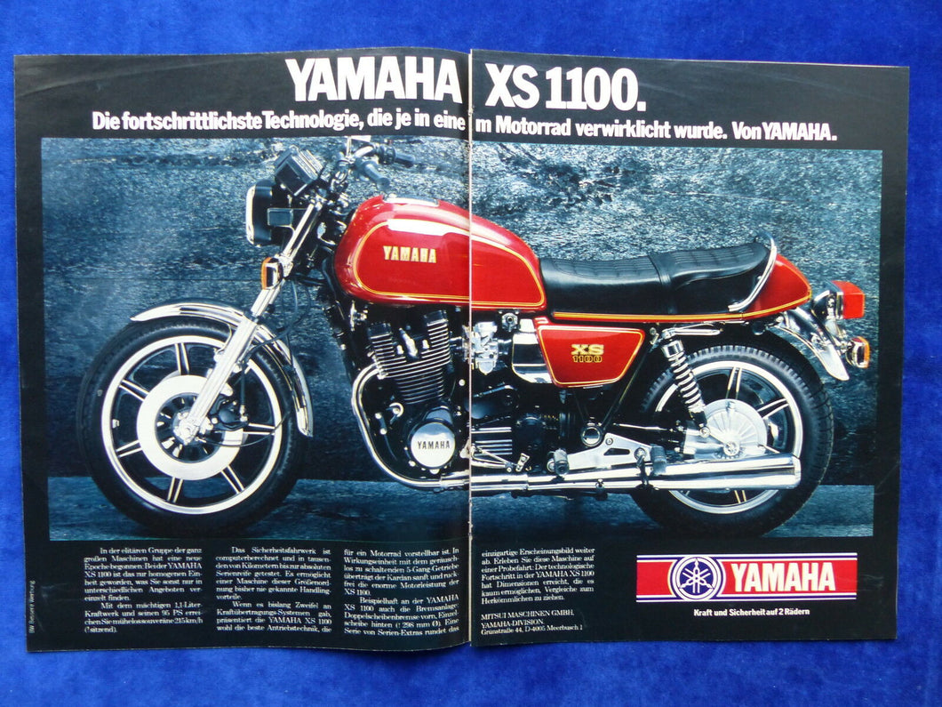 Yamaha XS 1100 - Werbeanzeige Reklame Advertisement 1978