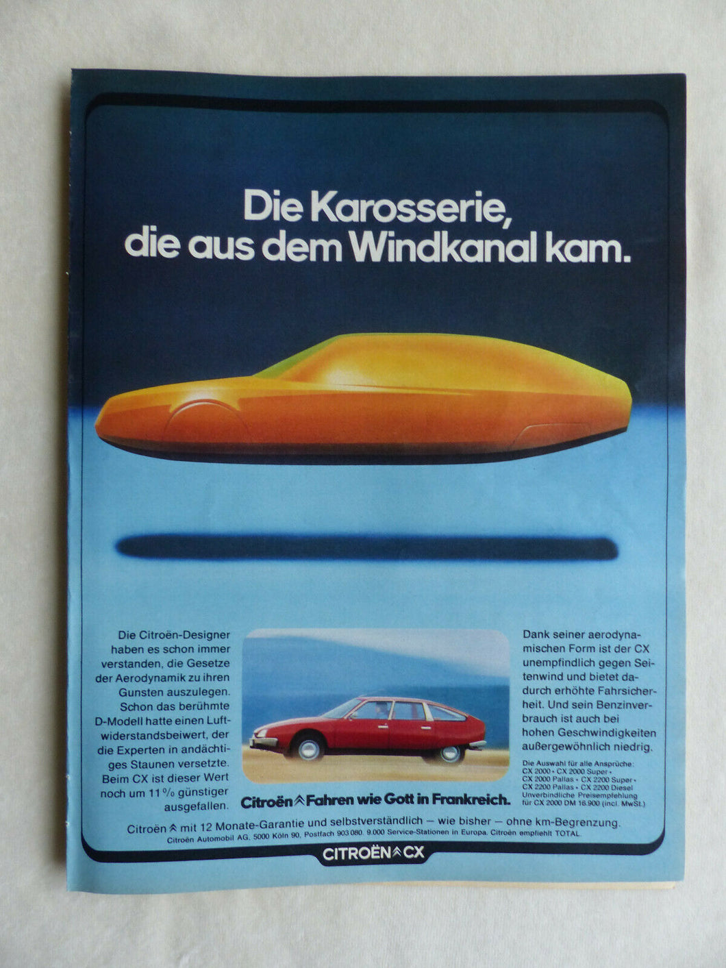 Citroen CX Pallas - Werbeanzeige Reklame Advertisement 1976
