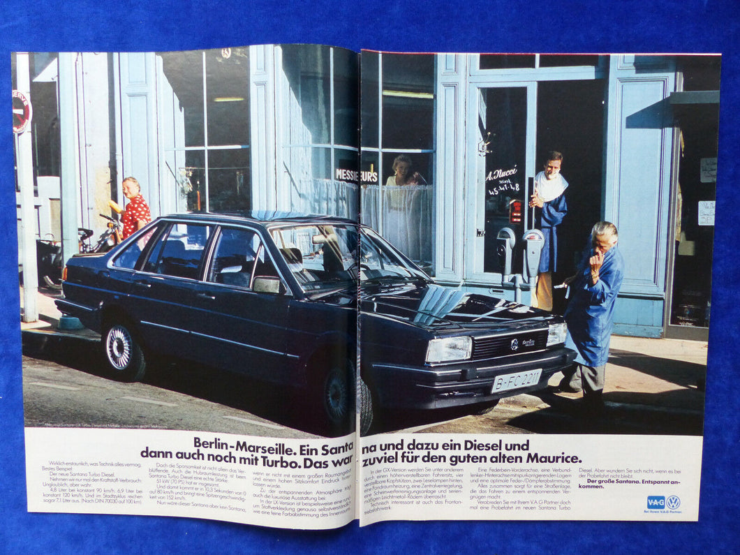 VW Santana Turbo Diesel - Werbeanzeige Reklame Advertisement 1982