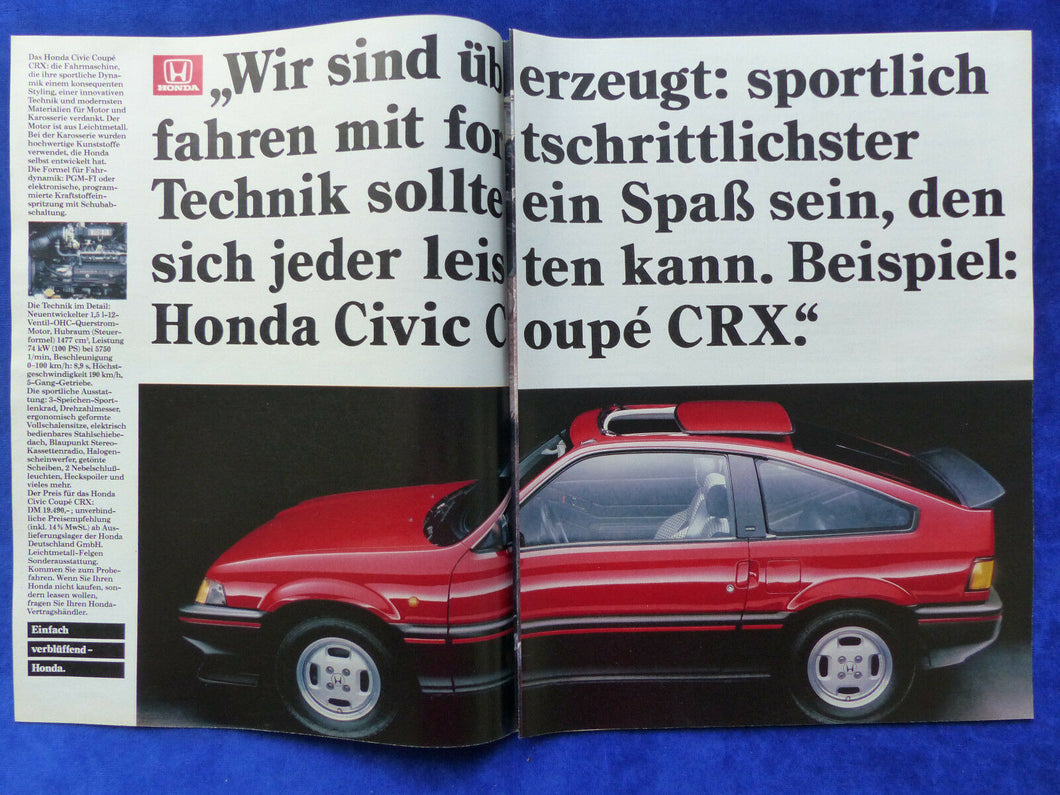Honda Civic Coupe CRX - Werbeanzeige Reklame Advertisement 1984