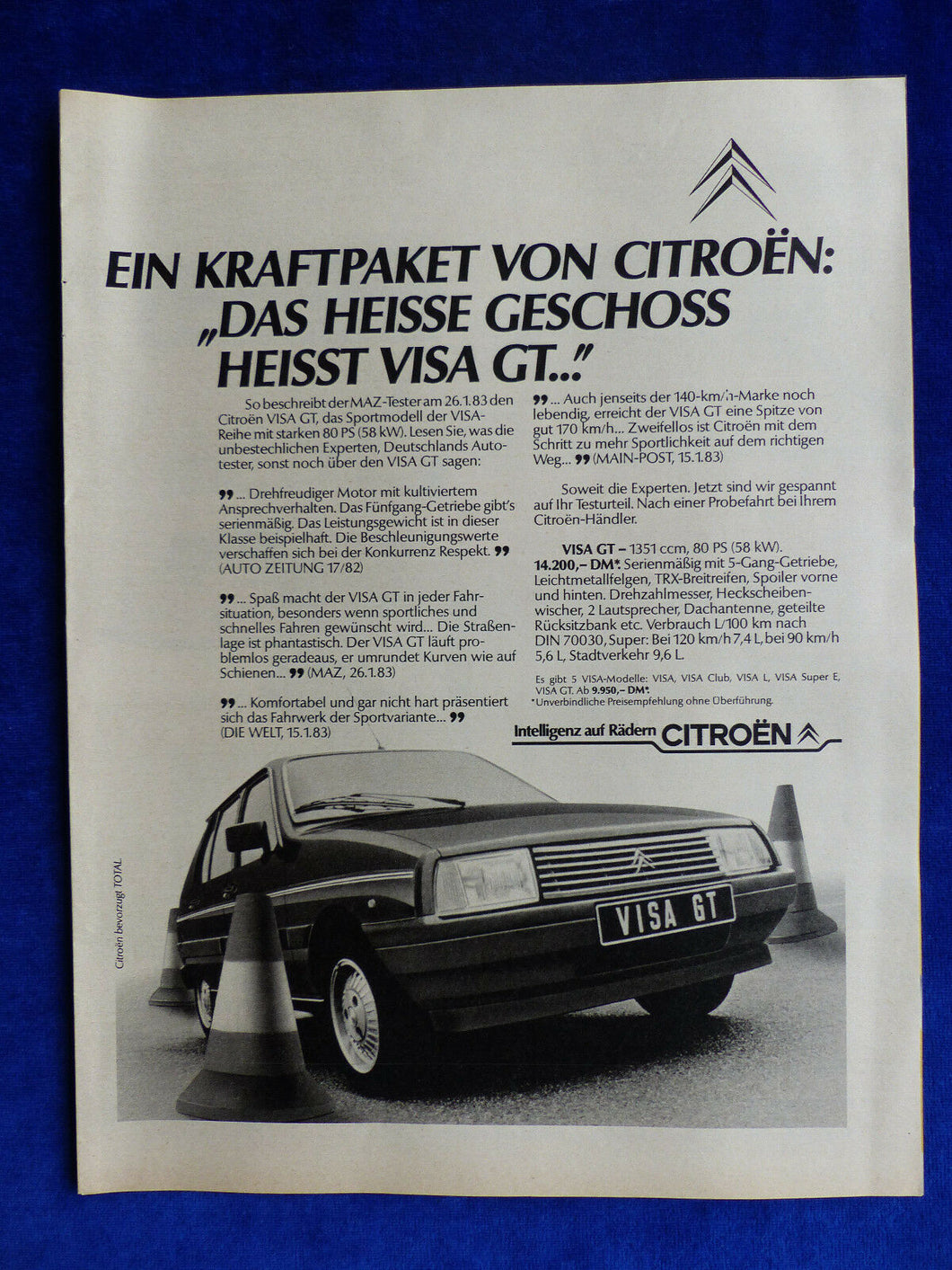 Citroen Visa GT - Werbeanzeige Reklame Advertisement 1983