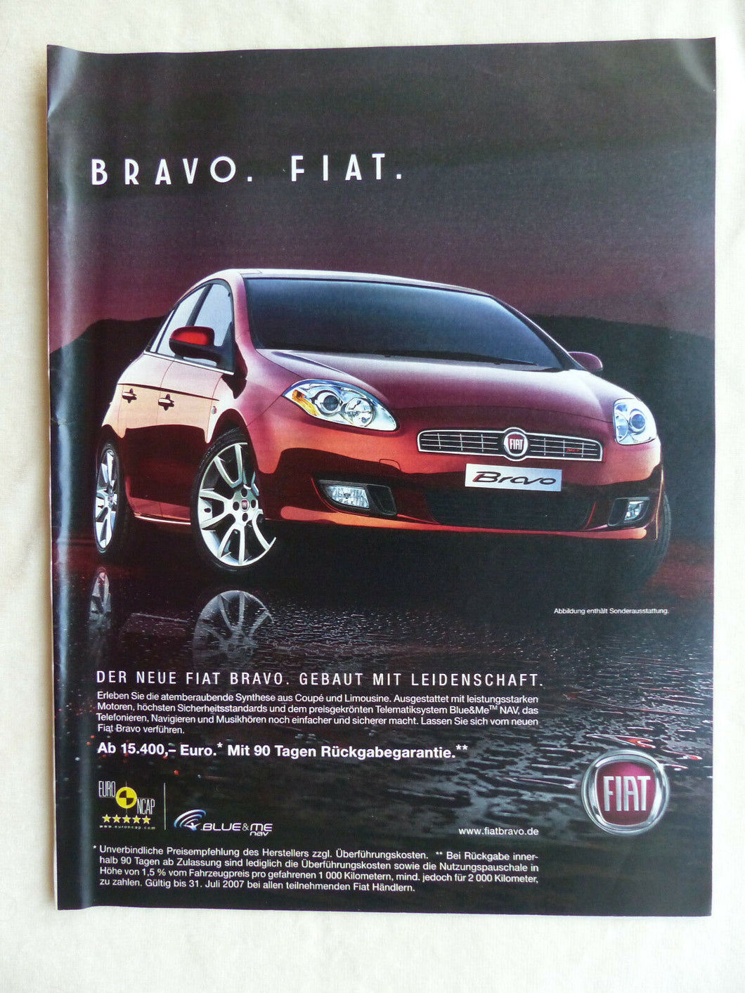 Fiat Bravo - Werbeanzeige Reklame Advertisement 2007