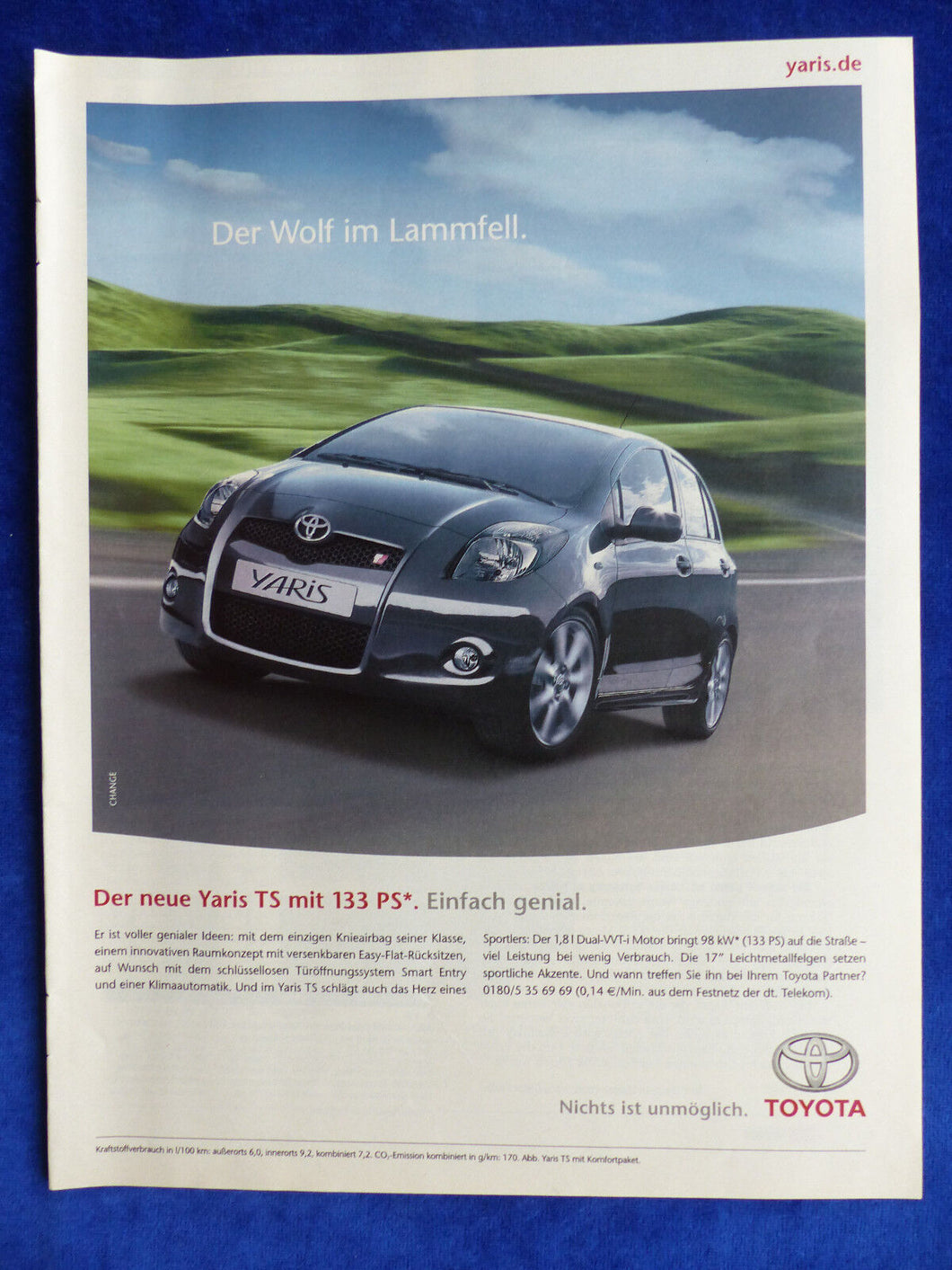 Toyota Yaris TS - Werbeanzeige Reklame Advertisement 2007
