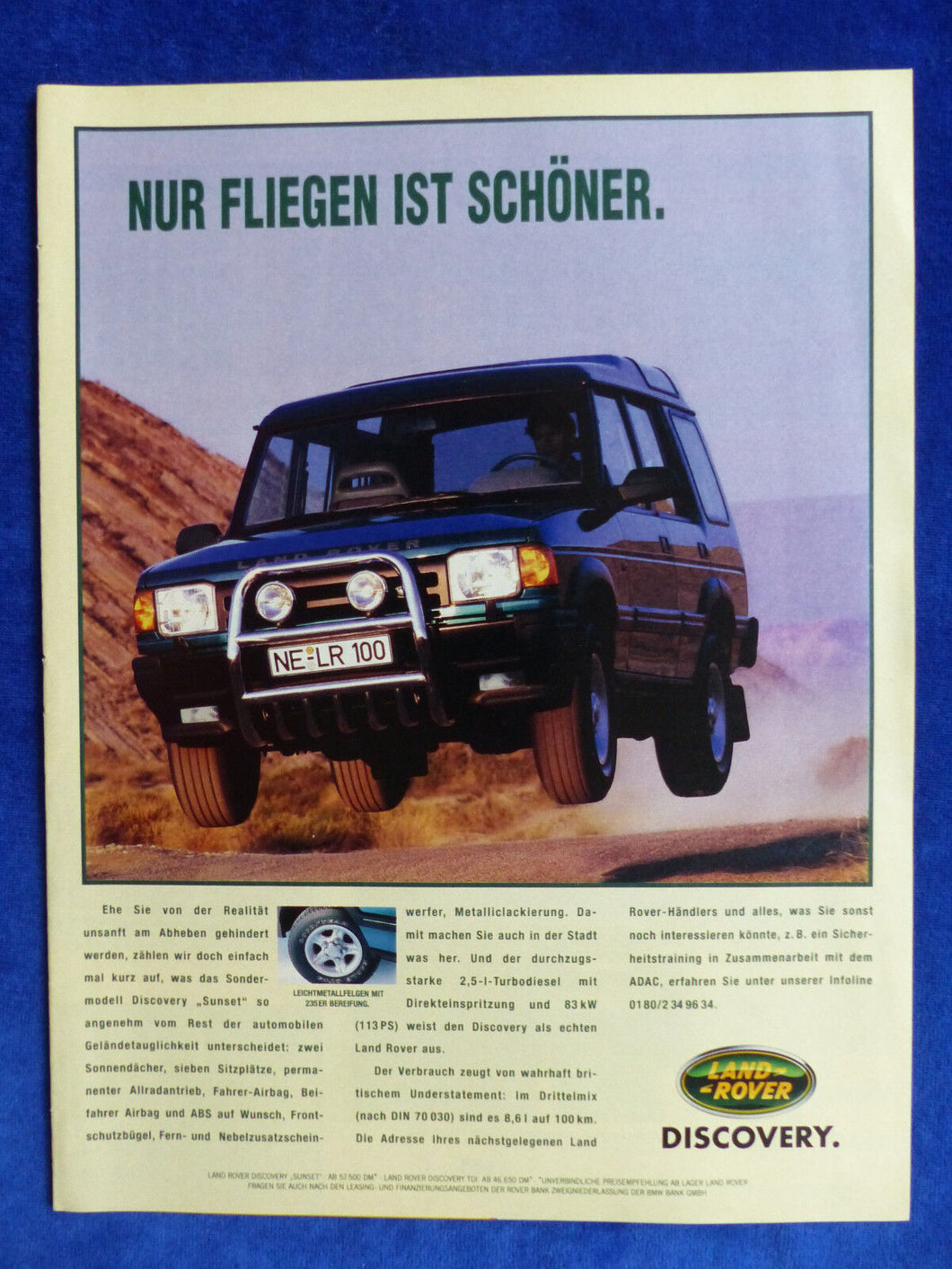 Land Rover Discovery Sunset - Werbeanzeige Reklame Advertisement 1995