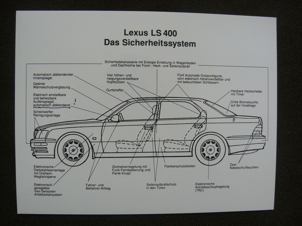 Lexus LS 400 Sicherheitssystem - Pressefoto Werk-Foto press photo (L0013