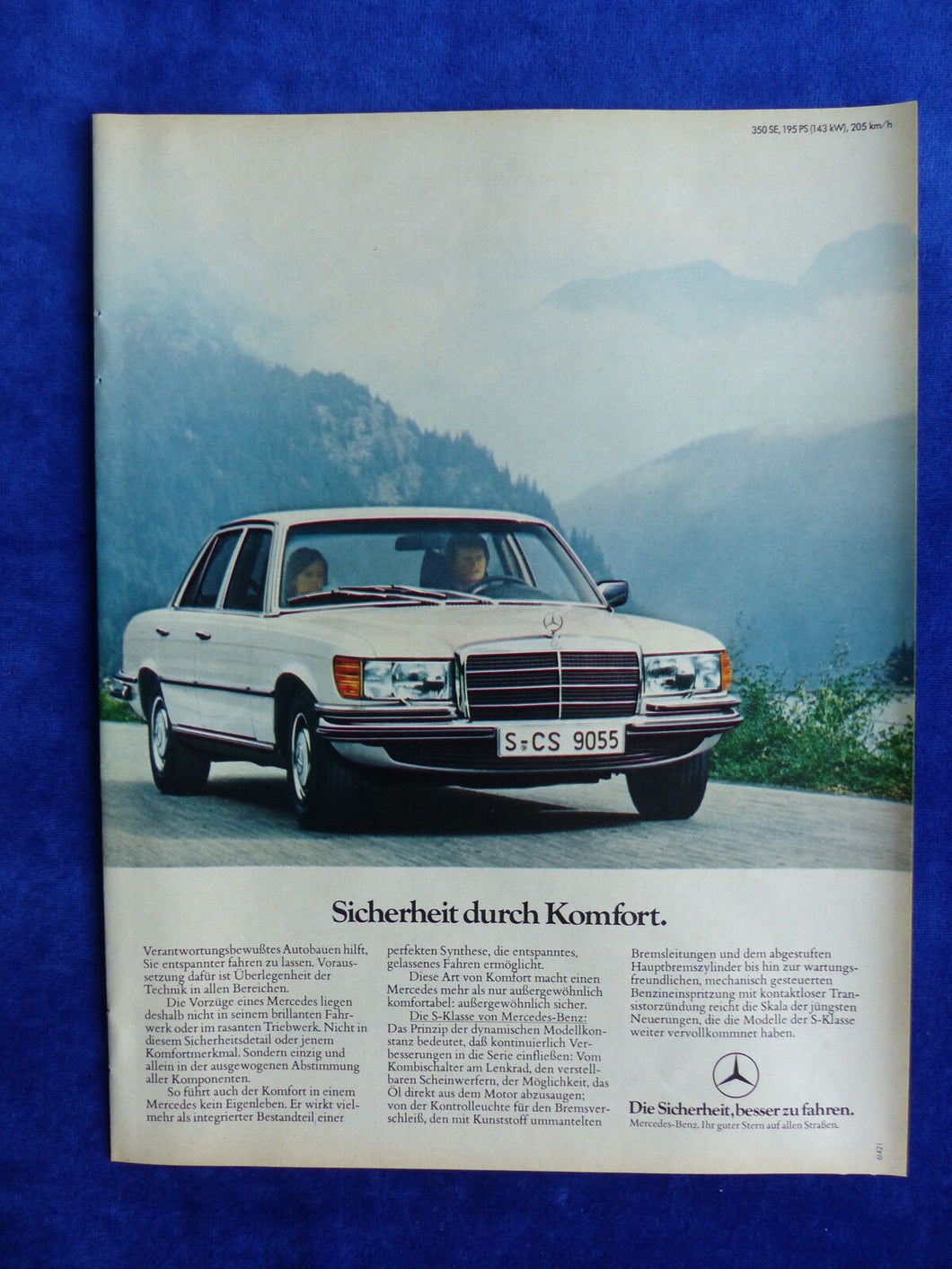Mercedes S-Klasse 350SE - Werbeanzeige Reklame Advertisement 1976