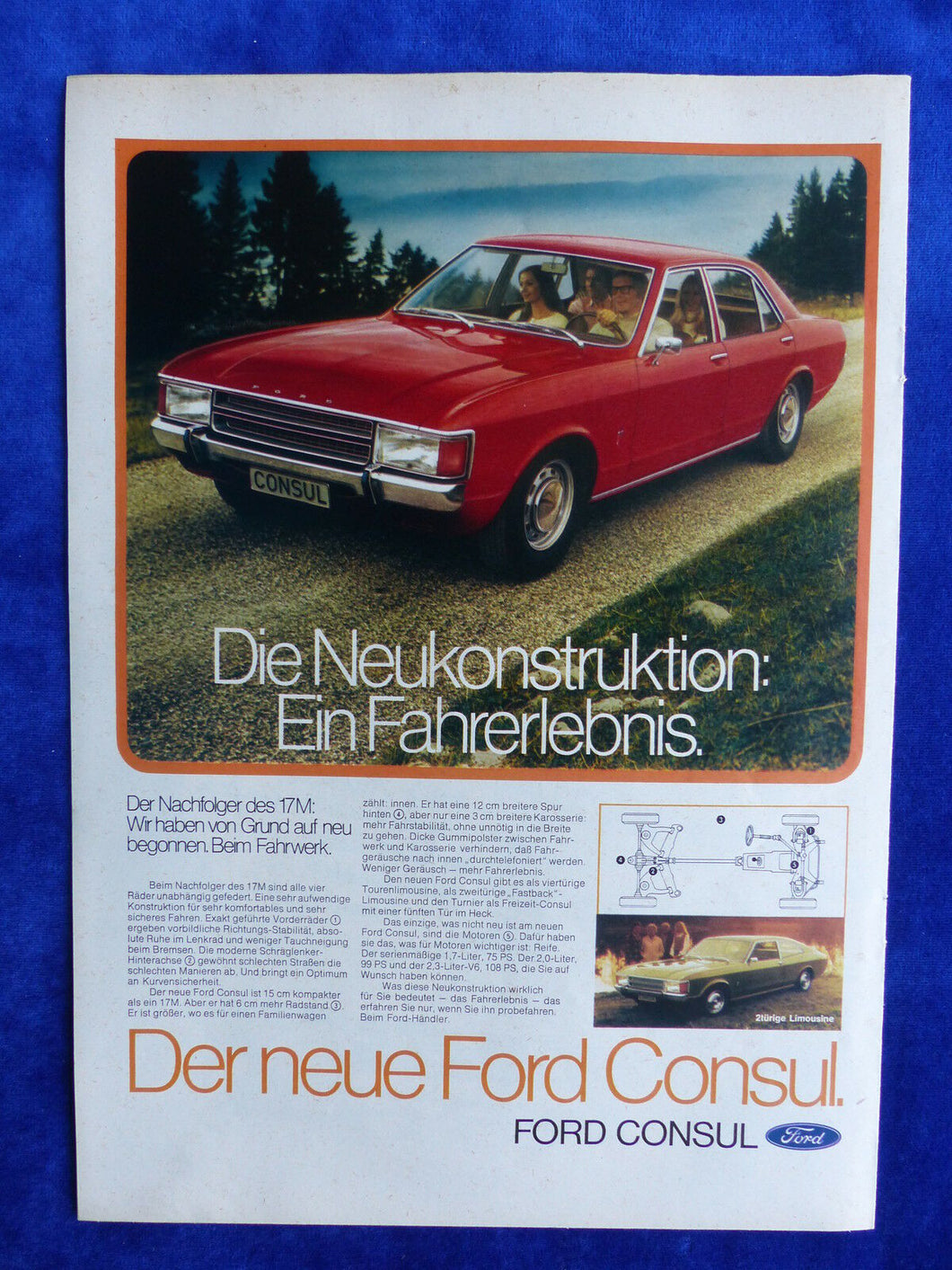Ford Consul - Werbeanzeige Reklame Advertisement 1972