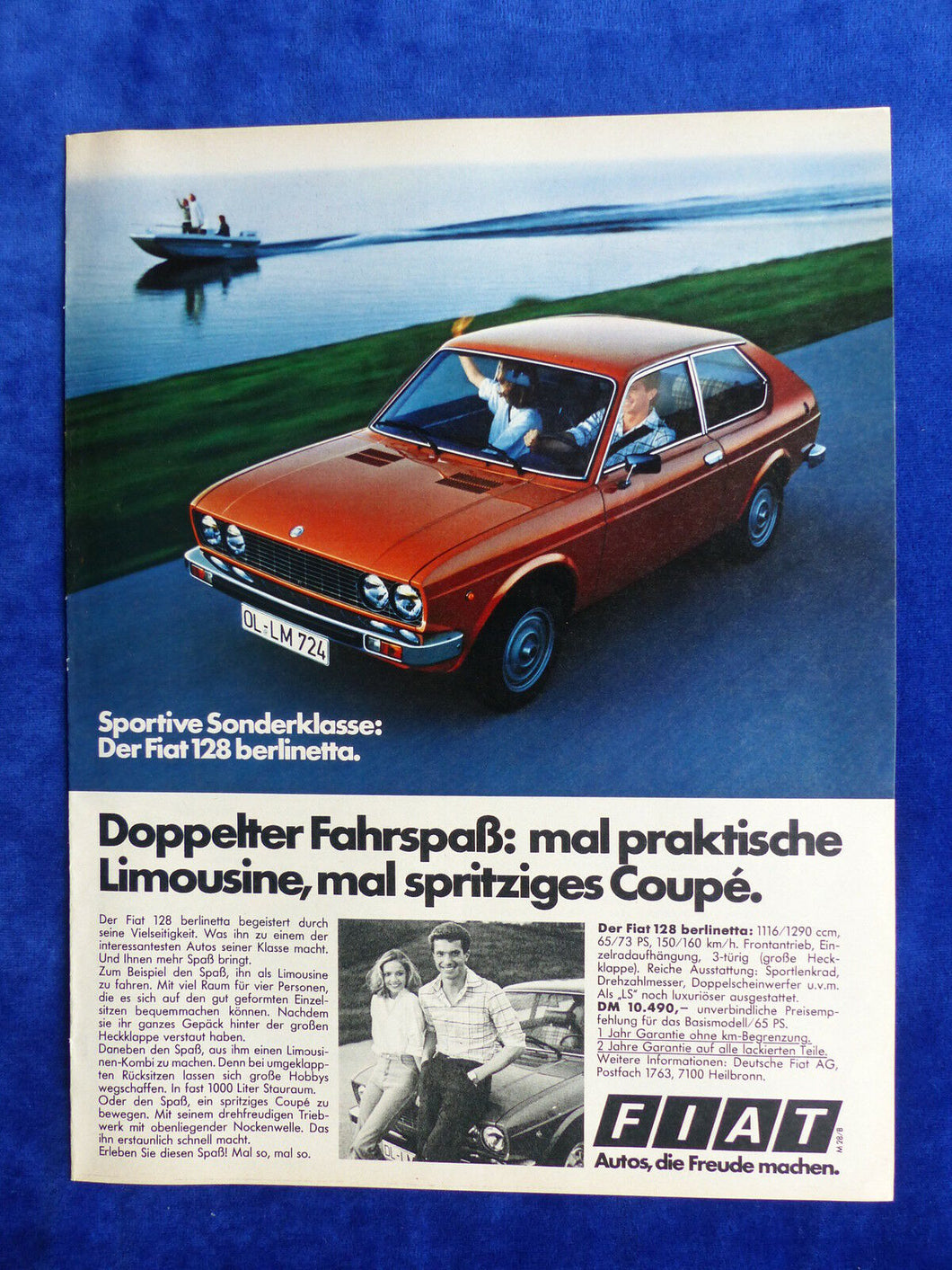 Fiat 128 berlinetta - Werbeanzeige Reklame Advertisement 1977