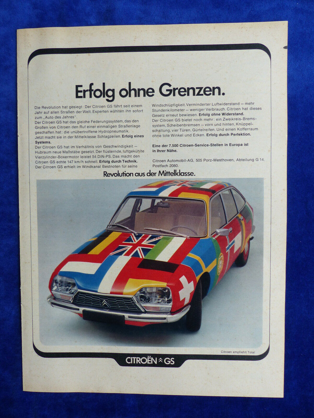 Citroen GS - Werbeanzeige Reklame Advertisement 1972