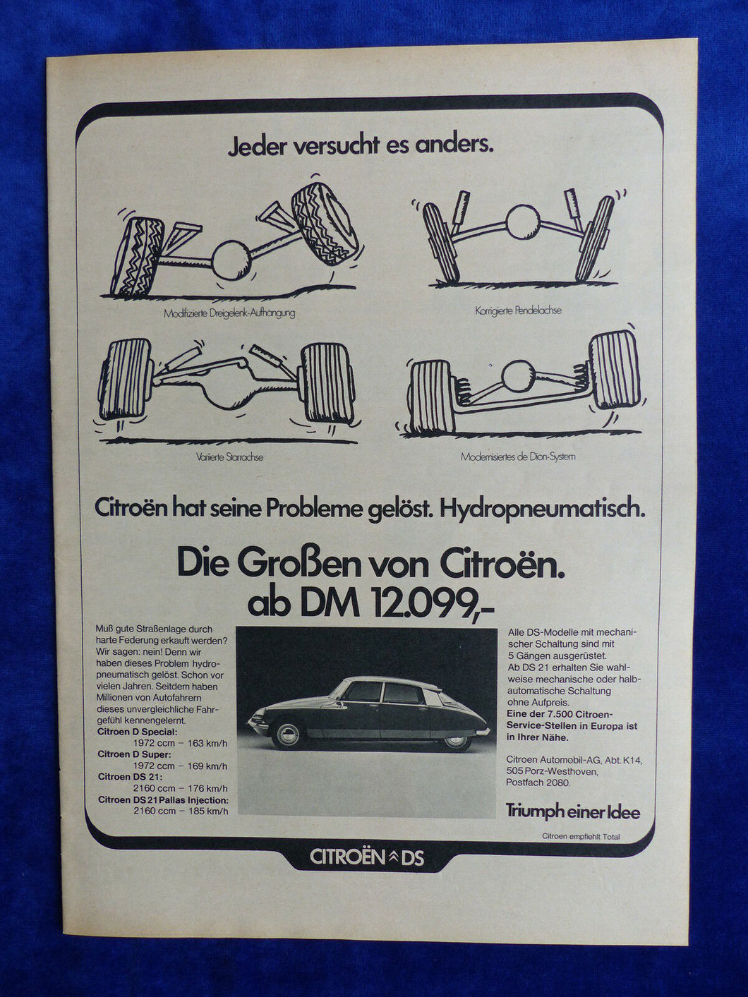 Citroen D DS Pallas - Werbeanzeige Reklame Advertisement 1972