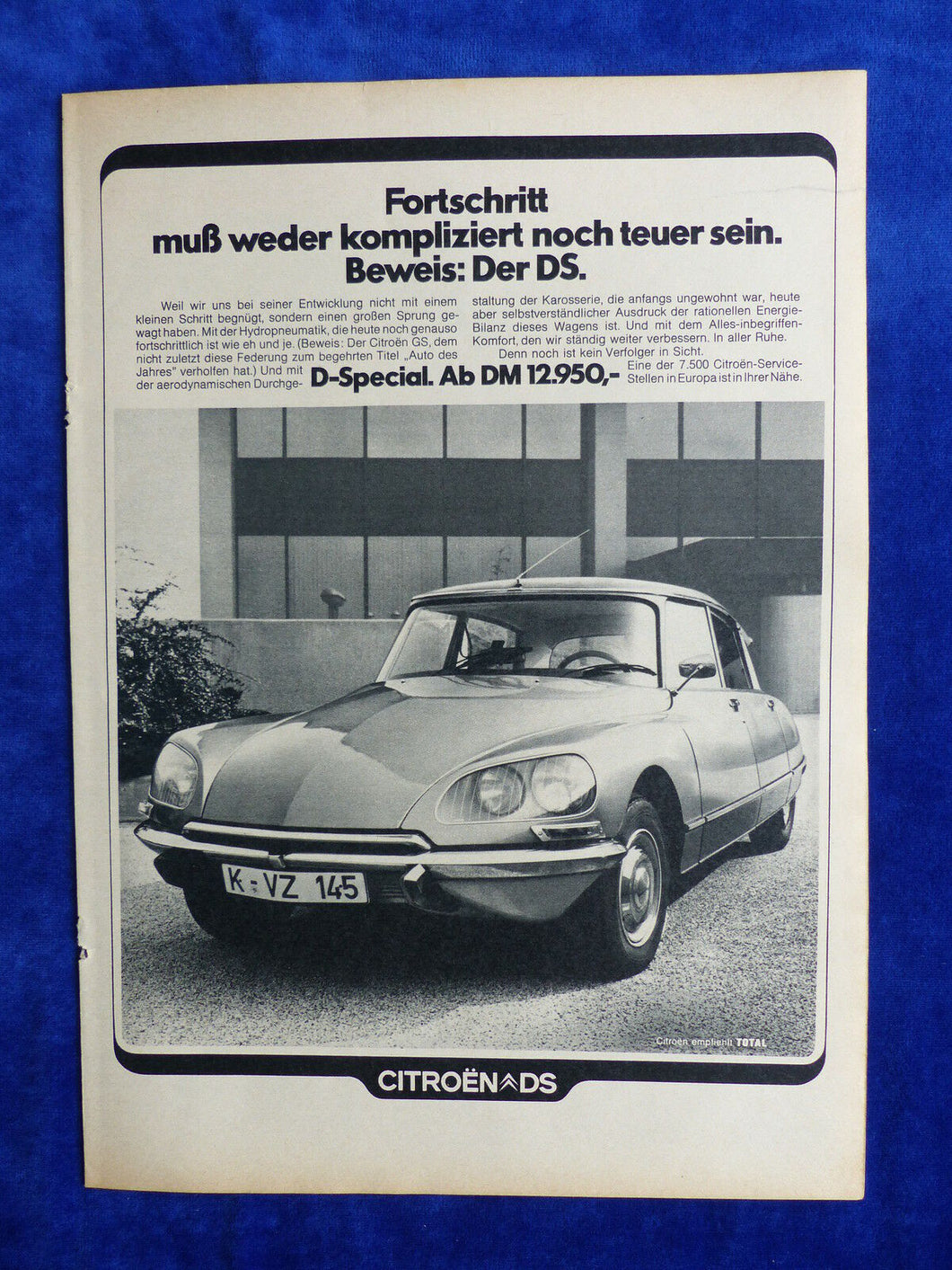 Citroen DS - Werbeanzeige Reklame Advertisement 1972