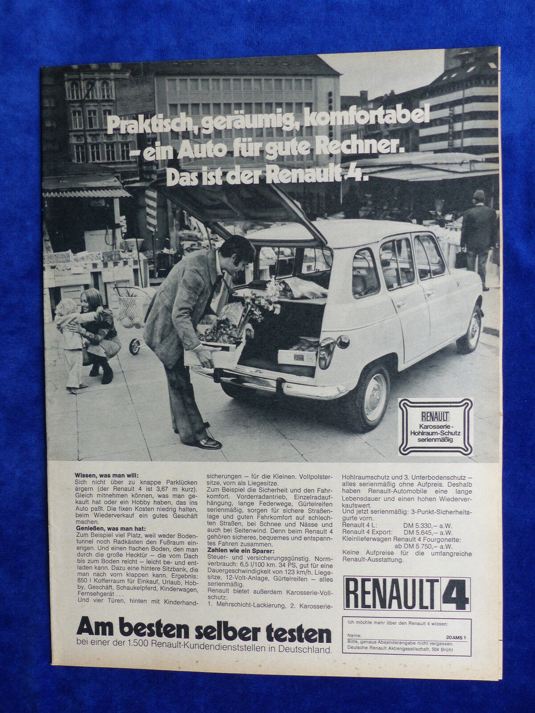 Renault 4 - Werbeanzeige Reklame Advertisement 1972