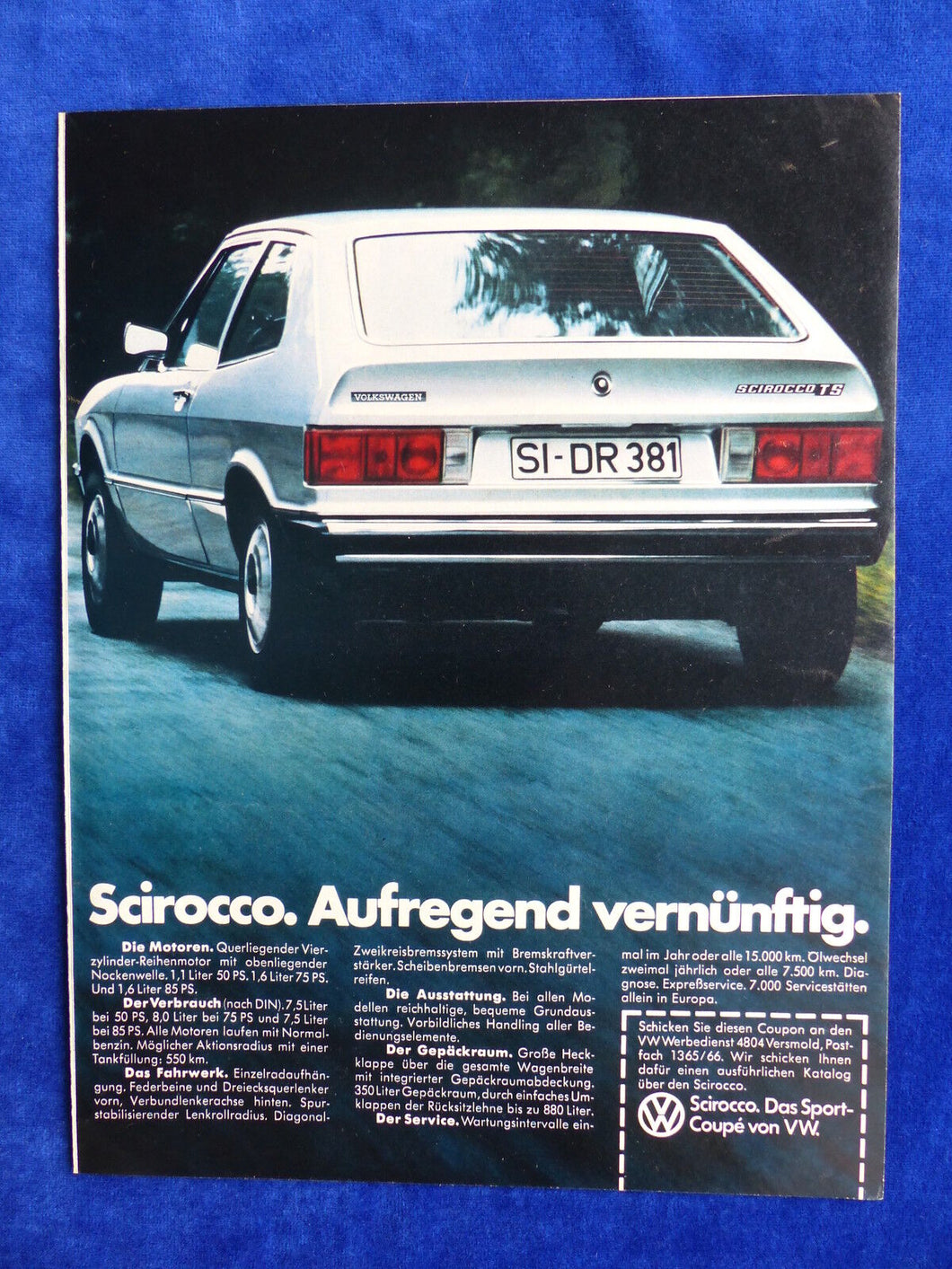 VW Scirocco TS - Werbeanzeige Reklame Advertisement 1976