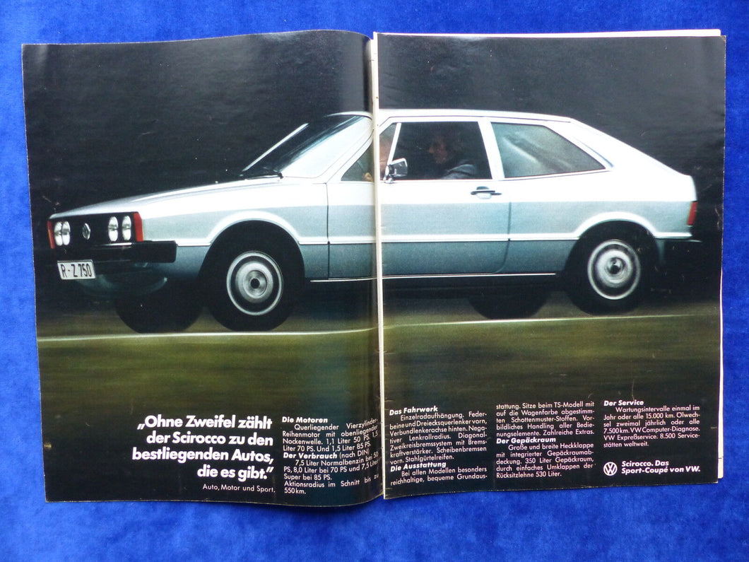 VW Scirocco - Werbeanzeige Reklame Advertisement 1975