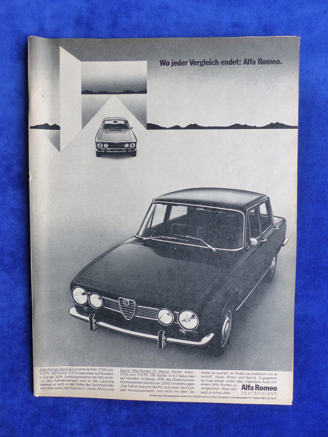 Alfa Romeo Berlina L GT Veloce - Werbeanzeige Reklame Advertisement 1971