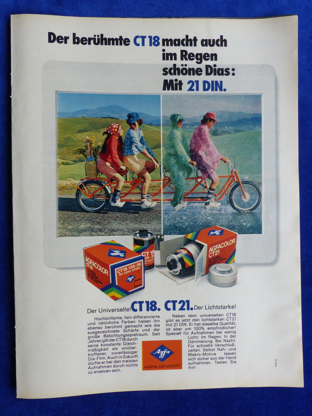 Agfa CT18 CT21 Dia-Film Foto - Werbeanzeige Reklame Advertisement 1976