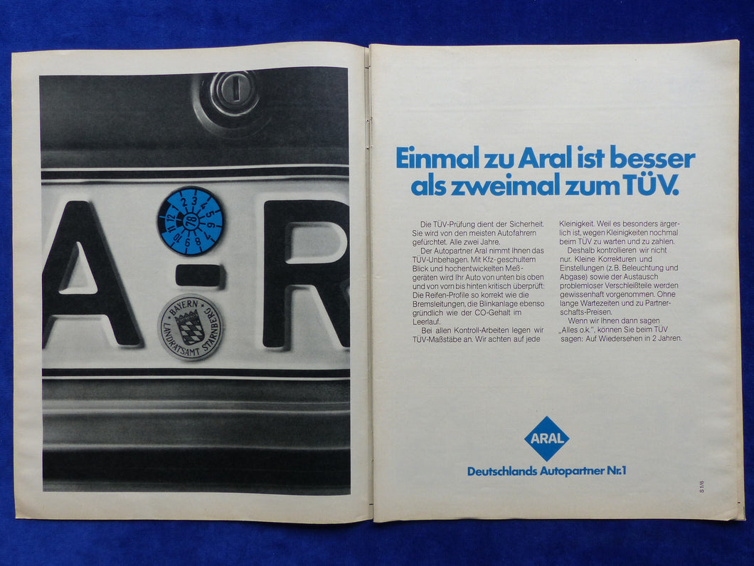 Aral Tankstelle Autopartner - Werbeanzeige Reklame Advertisement 1976