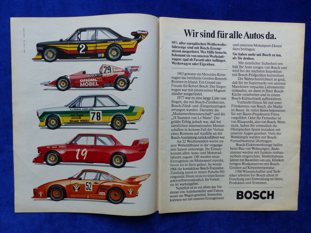 Bosch Porsche 910 Mercedes - Werbeanzeige Reklame Advertisement 1978