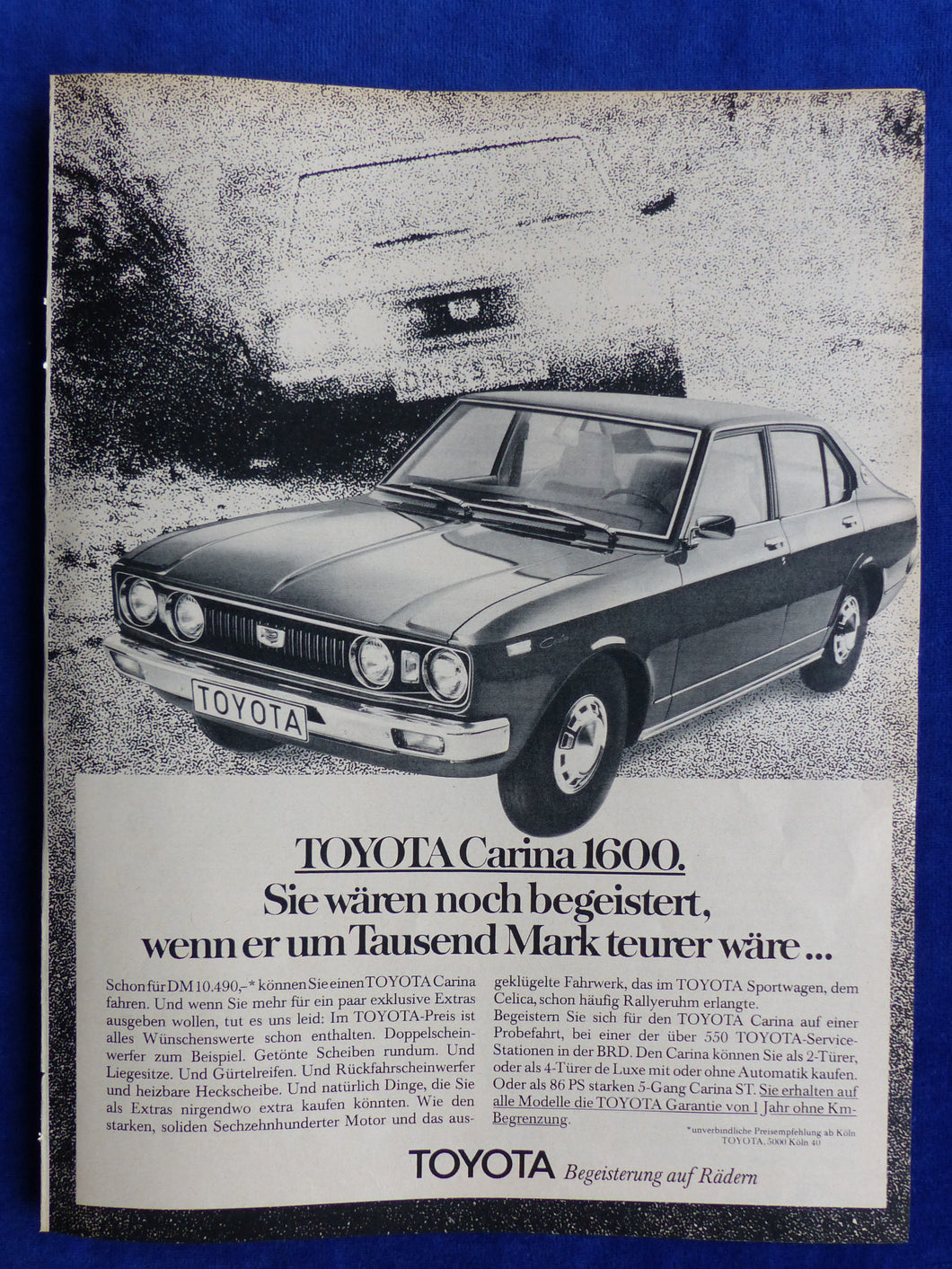 Toyota Carina 1600 - Werbeanzeige Reklame Advertisement 1976