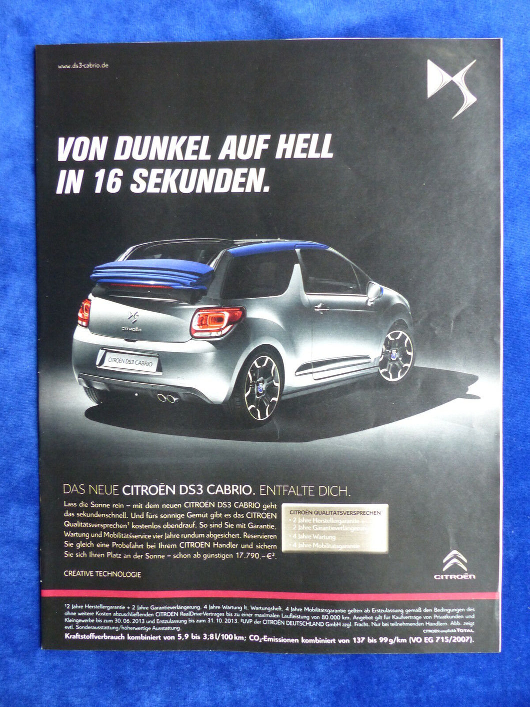 Citroen DS3 Cabrio - Werbeanzeige Reklame Advertisement 2013