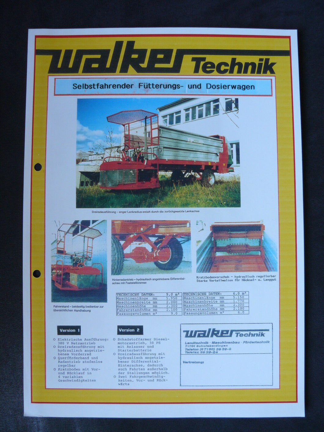 Walker Fütterungs- & Dosierwagen - Prospekt Brochure 90er