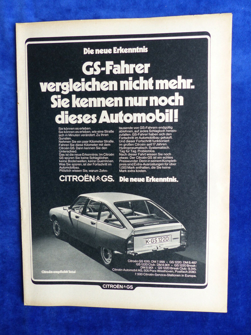 Citroen GS 1220 Break - Werbeanzeige Reklame Advertisement 1973